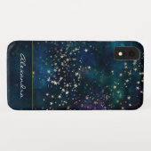Blaue Mit Monogramm Nacht Himmel mit Goldenen Fohl Case-Mate iPhone Hülle (Rückseite (Horizontal))