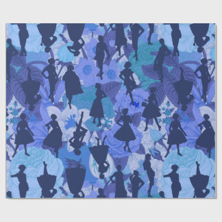 blaue Mitte des Jahrhunderts 1950er Jahre Vintage- Geschenkpapier