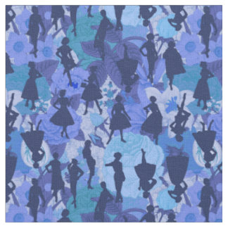 blaue Mitte des Jahrhunderts 1950er Jahre Vintage- Stoff