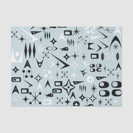 Blaue Mitte Jahrhundert Modernes Gewebepapier Seidenpapier (Vorderseite)