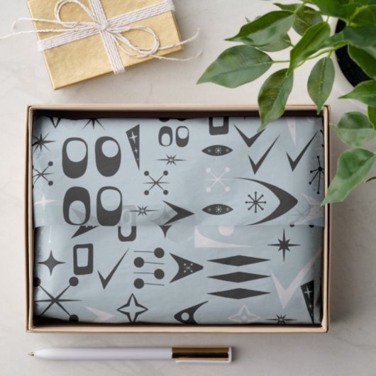 Blaue Mitte Jahrhundert Modernes Gewebepapier Seidenpapier (Geschenk)