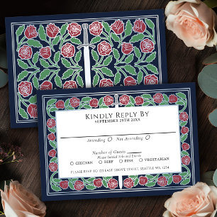 Blaue mittelalterliche silberne florale Schwert kö RSVP Karte