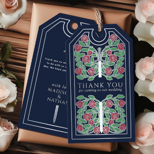 Blaue mittelalterliche silberne Schwert-Hochzeit D Geschenkanhänger