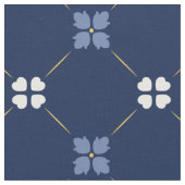 Blaue Mittelmeer-Fliesen | Blumenmuster Stoff (Nahaufnahme)