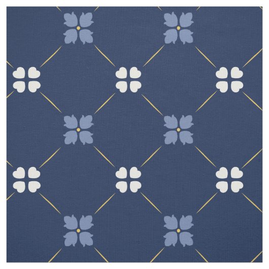 Blaue Mittelmeer-Fliesen | Blumenmuster Stoff (Muster)