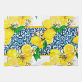 Blaue Mittelmeer-Fliesen und Lemon Geschirrtuch (Horizontal)