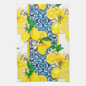 Blaue Mittelmeer-Fliesen und Lemon Geschirrtuch (Vertikal)