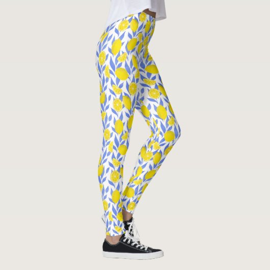 Blaue Mittelmeer-Zitronen Leggings (Rechts)