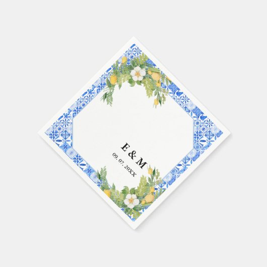 Blaue Mittelmeerblume Serviette (Ecke)