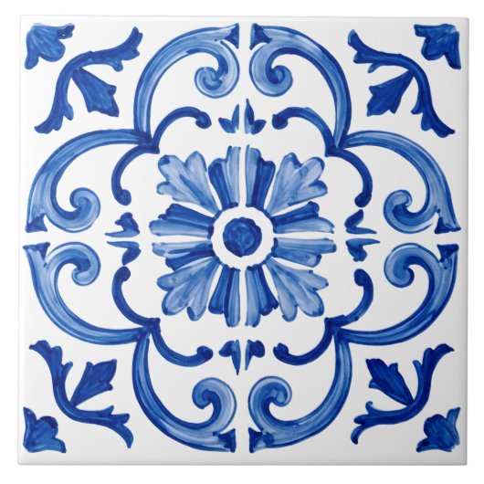 Blaue Mittelmeerfliese Fliese (Vorderseite)