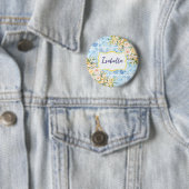 Blaue Mittelmeerfliesen-Blumen-Zitrone Personalisi Button (Beispiel)