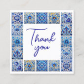 Blaue Mittelmeerfliesen danke Packungsbeilage Quadratische Visitenkarte (Vorderseite)