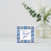 Blaue Mittelmeerfliesen danke Packungsbeilage Quadratische Visitenkarte (Stehend Vorderseite)