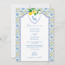 Blaue Mittelmeerfliesen Lemon auf einer Hochzeit
