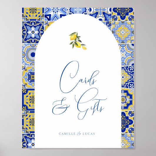 Blaue Mittelmeerküste und Zitrusfrüchte Karten und Poster (Vorne)