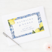 Blaue Mittelmeerküste und Zitrusfrüchte Rechteckiger Aufkleber (Umschlag)