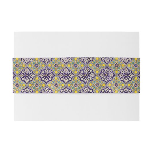 Blaue Mittelmeermuster Gelbe Blüten Einladungsbanderole (Rückseitenbeispiel)