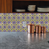 Blaue Mittelmeermuster Gelbe Blüten Fliese