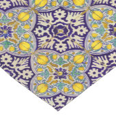 Blaue Mittelmeermuster Gelbe Blüten Kurzer Tischläufer (Ecke)