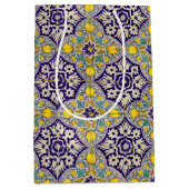 Blaue Mittelmeermuster Gelbe Blüten Mittlere Geschenktüte (Vorderseite)