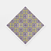 Blaue Mittelmeermuster Gelbe Blüten Serviette (Ecke)