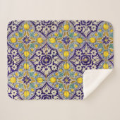 Blaue Mittelmeermuster Gelbe Blüten Sherpadecke (Vorderseite (Horizontal))