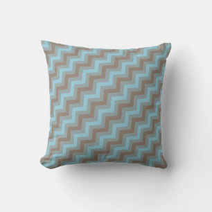 Blaue Mocca-Braun-Zickzack-Chevron gemusterter Kis Kissen