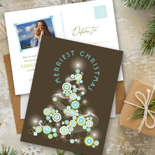 Blaue Mod-Kreise Leuchtender Abstrakter Weihnachts Feiertagspostkarte
