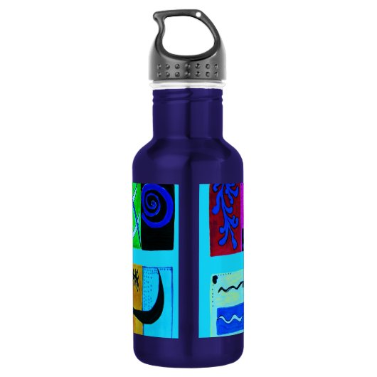 Blaue Mode Abstrakte Inspiration von Matisse Edelstahlflasche (Rückseite)
