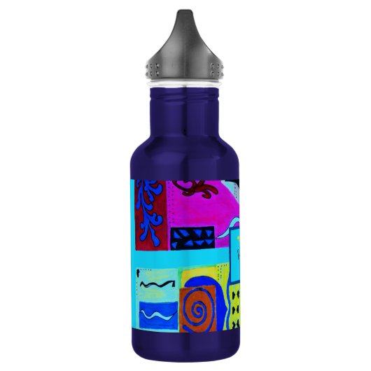 Blaue Mode Abstrakte Inspiration von Matisse Edelstahlflasche (Links)