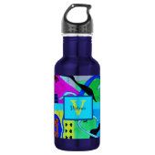 Blaue Mode Abstrakte Inspiration von Matisse Edelstahlflasche (Vorderseite)