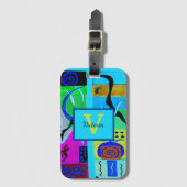 Blaue Mode Abstrakte Inspiration von Matisse Gepäckanhänger (Vorderseite Vertikal)