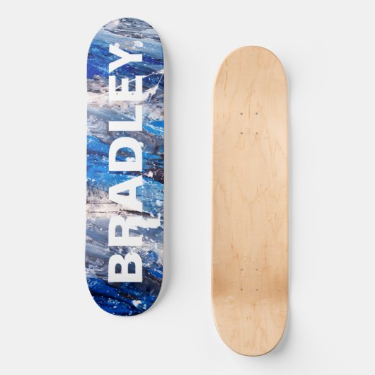 Blaue moderne Abstrakte Personalisierte Bezeichnun Skateboard (Vorderseite)