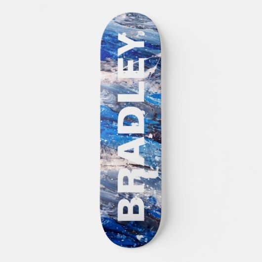 Blaue moderne Abstrakte Personalisierte Bezeichnun Skateboard (Vorderseite)
