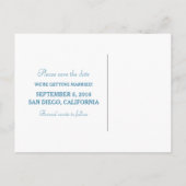 Blaue moderne Bohemische Save the Date Postkarte (Rückseite)