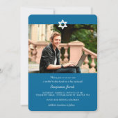 Blaue moderne Davidssterne Bar Mitzvah Foto Einladung (Vorderseite)