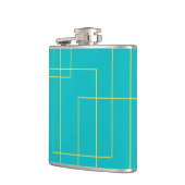 Blaue moderne, einfache, minimale urbane Grafikart Flachmann (Links)