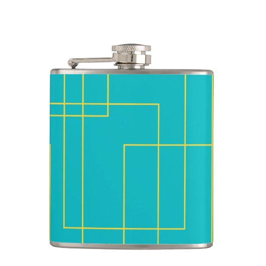 Blaue moderne, einfache, minimale urbane Grafikart Flachmann (Vorderseite)