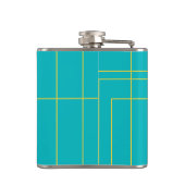 Blaue moderne, einfache, minimale urbane Grafikart Flachmann (Rückseite)