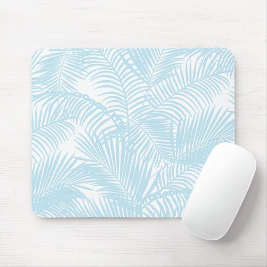 Blaue moderne einfache tropische Palmepastellflora Mousepad (Mit Mouse)