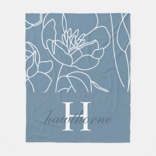 Blaue moderne elegante Wildblumen-Name Fleecedecke