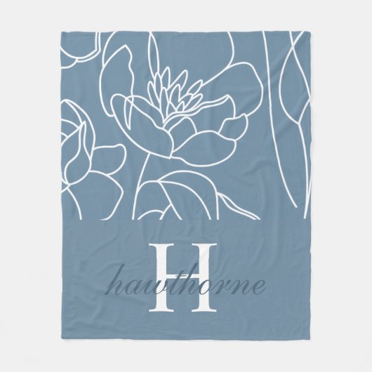 Blaue moderne elegante Wildblumen-Name Fleecedecke (Vorderseite)