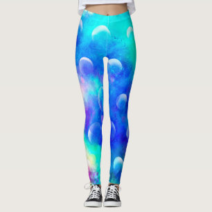 Blaue moderne fabelhafte Bläschen abstrakte Wasser Leggings