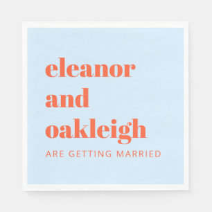 Blaue moderne fettgedruckte Typografie Hochzeit in Serviette