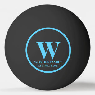 Blaue moderne Hochzeit Neuvermählte Monogramm Tischtennisball