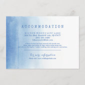 Blaue, moderne Hochzeitsunterkunft am Strand Begleitkarte (Vorderseite)