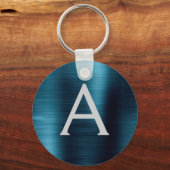 Blaue, moderne Imitat Monogramm aus rostfreiem Sta Schlüsselanhänger (Vorderseite)