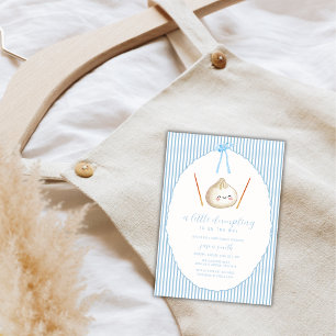 Blaue moderne Jungen-Schale asiatische Klöße Baby- Einladung