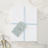 Blaue moderne kleine Blumen Geschenkanhänger (Mit Garn)