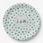 Blaue moderne kleine Blumen Pappteller (Vorderseite)